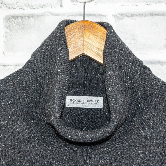 DANIELE ALESSANDRINI Homme Couture Men's 2XL Turtuleneck Sweater Gray knit - Picture 2 of 8